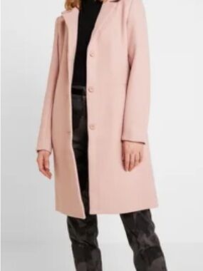 Hollister Pink Button Collared Long Sleeve Mid-Length Overcoat Size M